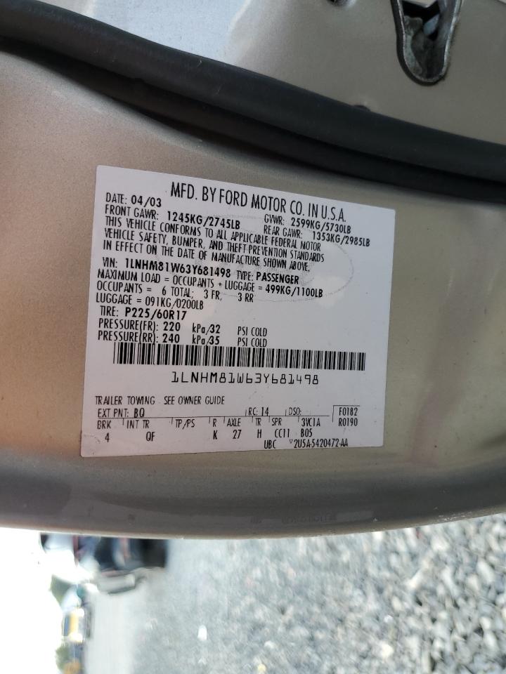 2003 Lincoln Town Car Executive VIN: 1LNHM81W63Y681498 Lot: 83859535