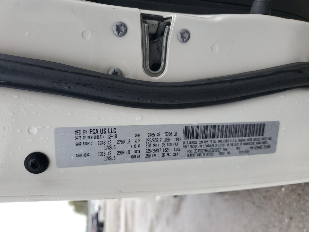 2018 Dodge Journey Se VIN: 3C4PDCAB2JT521617 Lot: 70940145