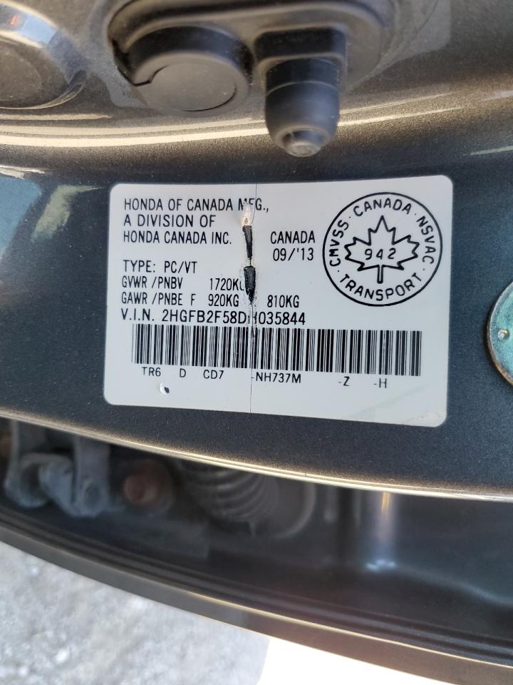 2013 Honda Civic Lx VIN: 2HGFB2F58DH035844 Lot: 83855335