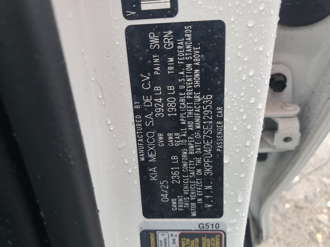 2025 Kia K4 Ex VIN: 3KPFU4DE7SE129536 Lot: 70723075