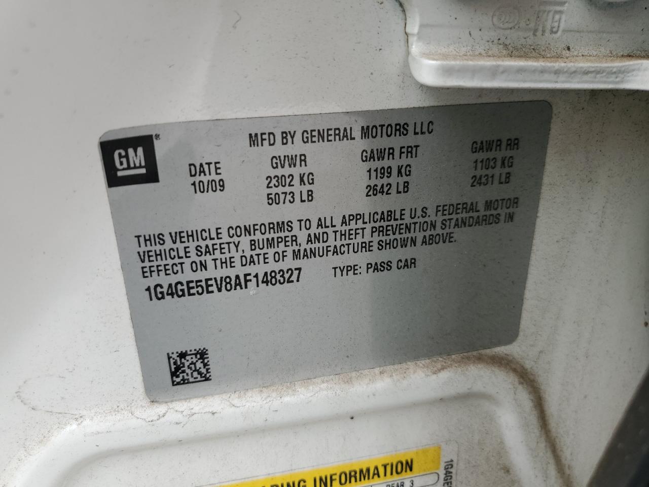 2010 Buick Lacrosse Cxs VIN: 1G4GE5EV8AF148327 Lot: 84057595