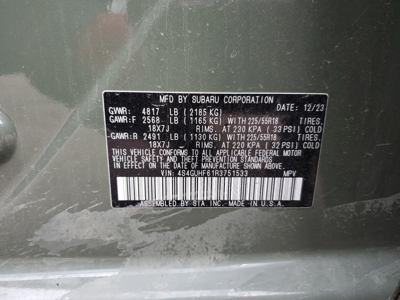 2024 Subaru Crosstrek Sport VIN: 4S4GUHF61R3751533 Lot: 84402795