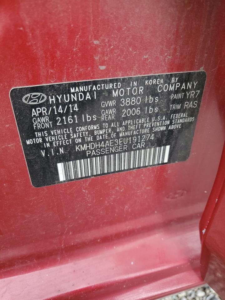 2014 Hyundai Elantra Se VIN: KMHDH4AE3EU191274 Lot: 83878555