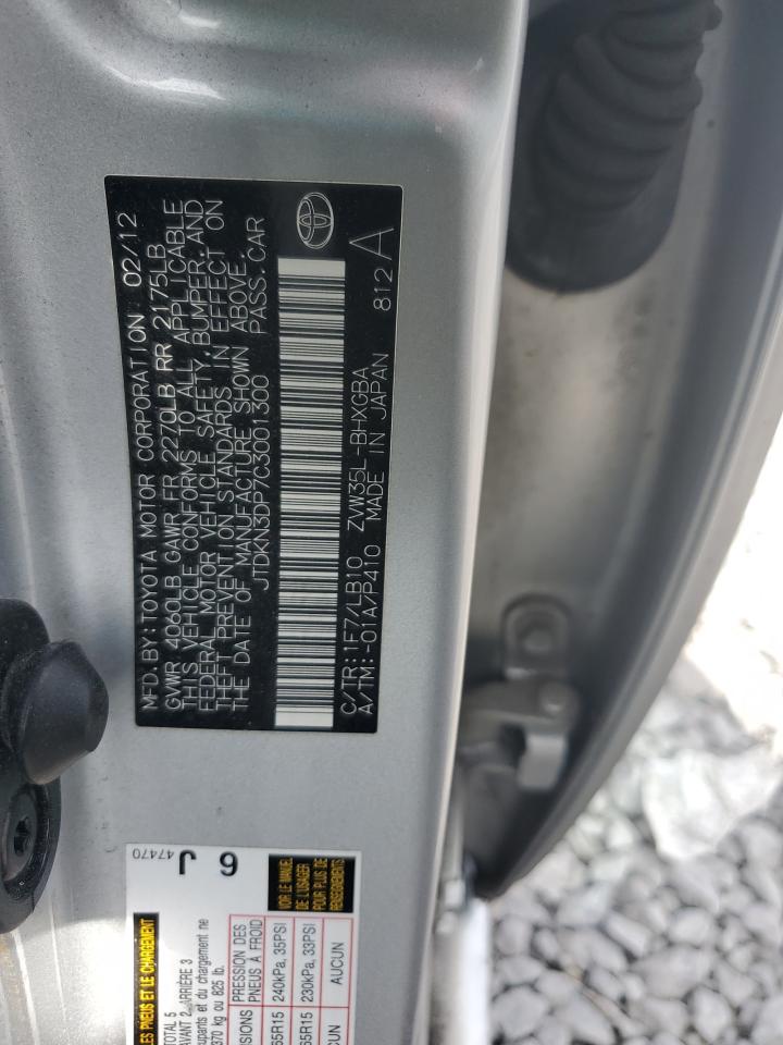 2012 Toyota Prius Plug-In VIN: JTDKN3DP7C3001300 Lot: 83817335