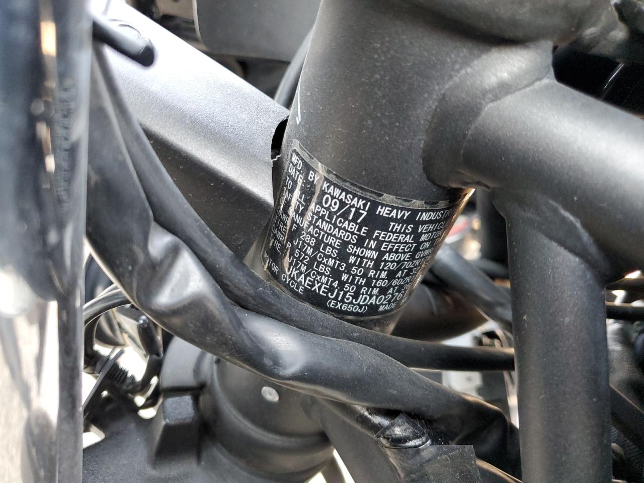 2018 Kawasaki Ex650 J VIN: JKAEXEJ15JDA02761 Lot: 70217665