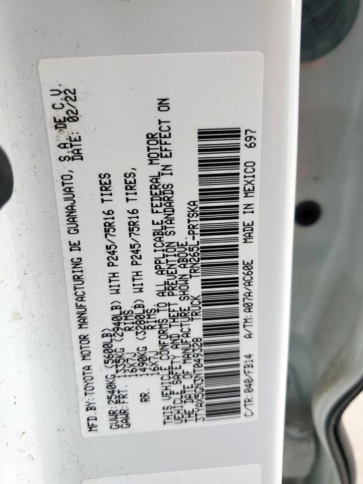 2022 Toyota Tacoma Double Cab VIN: 3TYAX5GN3NT049328 Lot: 84737145