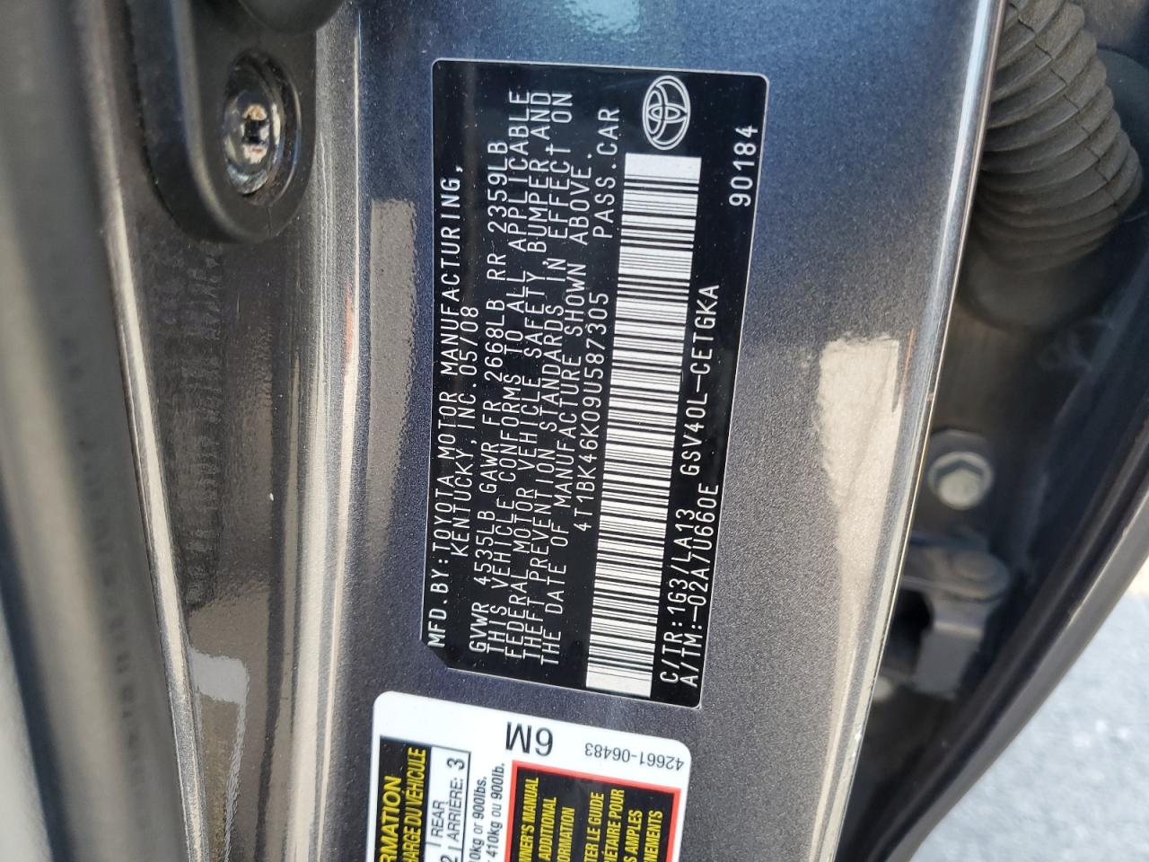 2009 Toyota Camry Se VIN: 4T1BK46K09U587305 Lot: 81314075