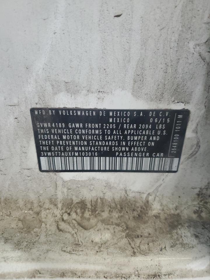 2015 Volkswagen Gti VIN: 3VW5T7AUXFM103016 Lot: 81399445