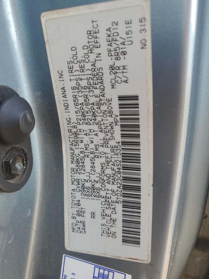 2004 Toyota Sienna Ce VIN: 5TDZA23C04S215354 Lot: 81716785