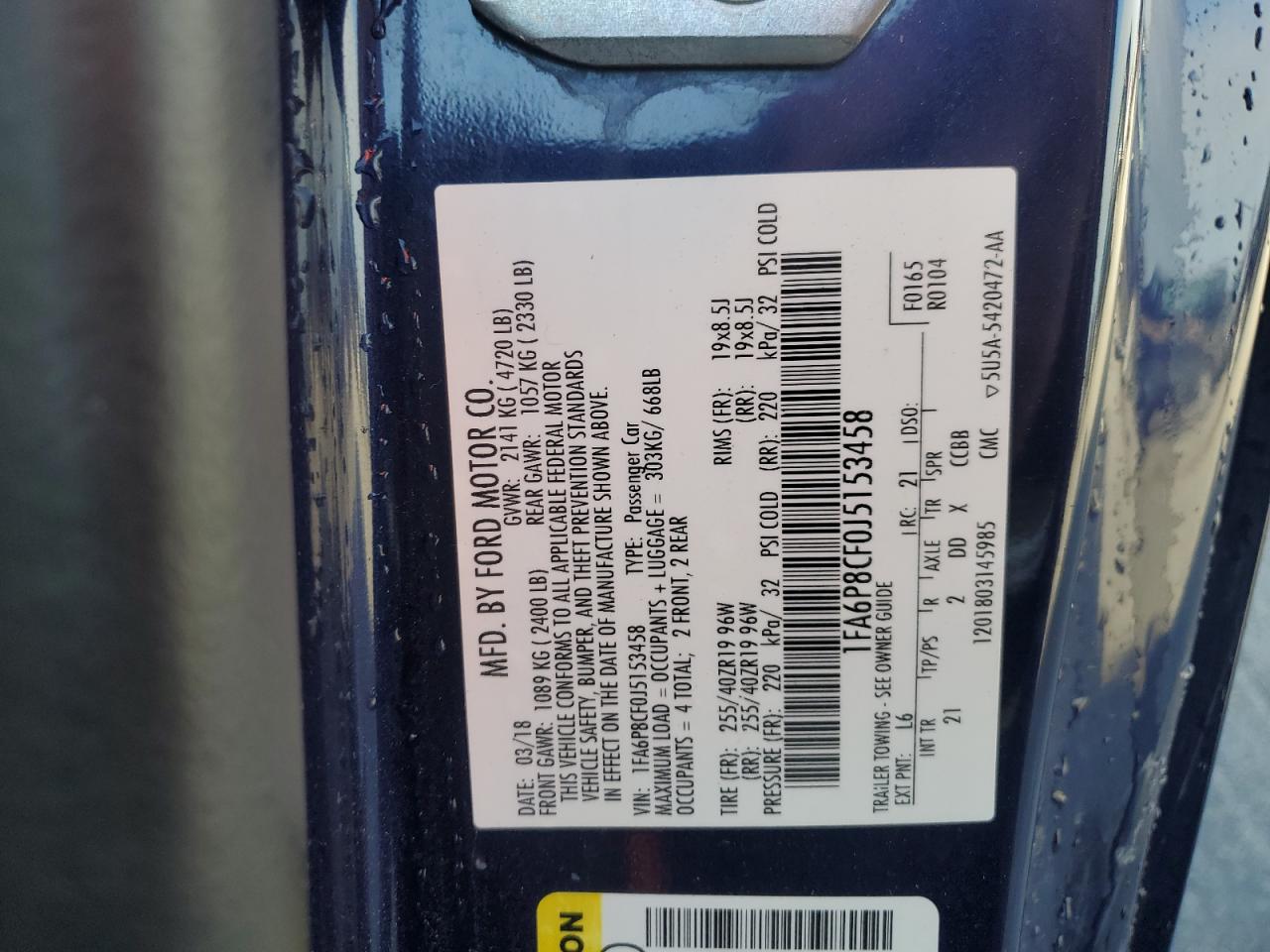 2018 Ford Mustang Gt VIN: 1FA6P8CF0J5153458 Lot: 80268885