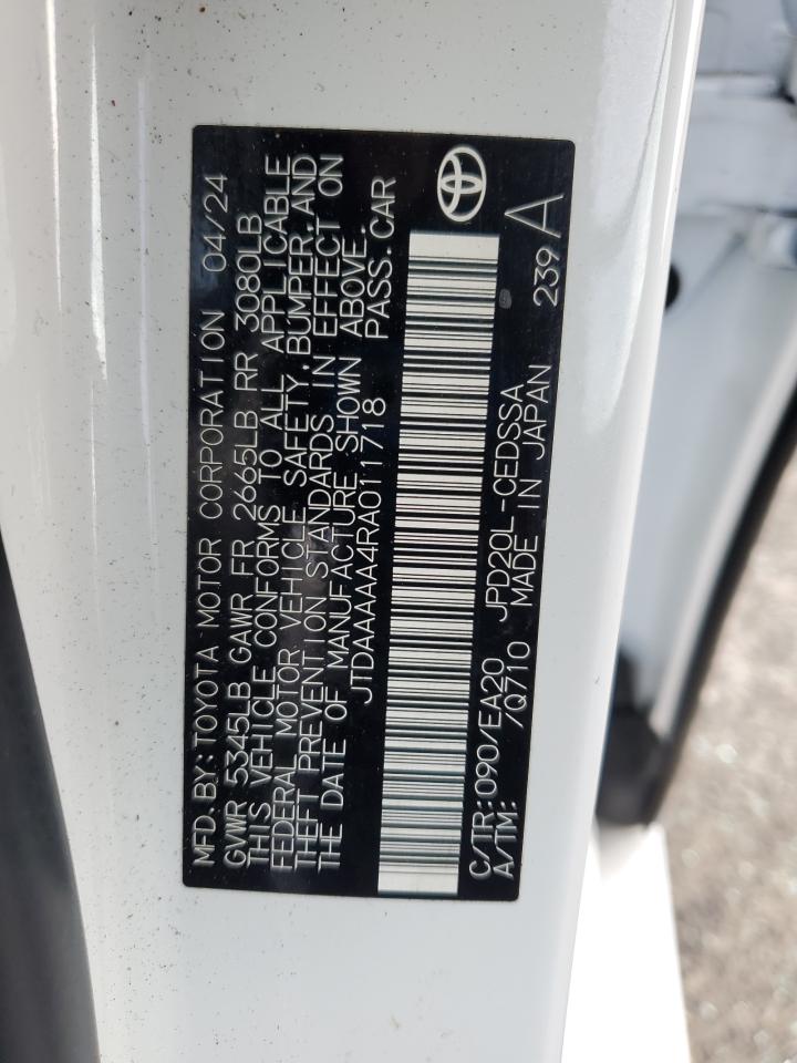 2024 Toyota Mirai Xle VIN: JTDAAAAA4RA011718 Lot: 71552725