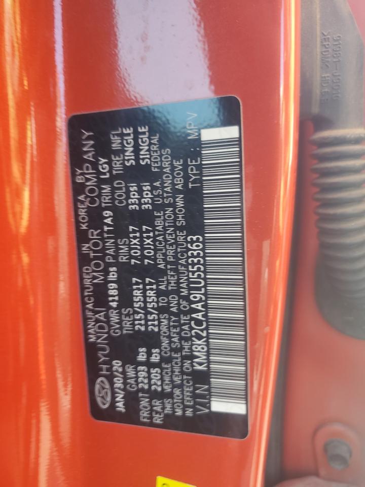 2020 Hyundai Kona Sel VIN: KM8K2CAA9LU553363 Lot: 70786305
