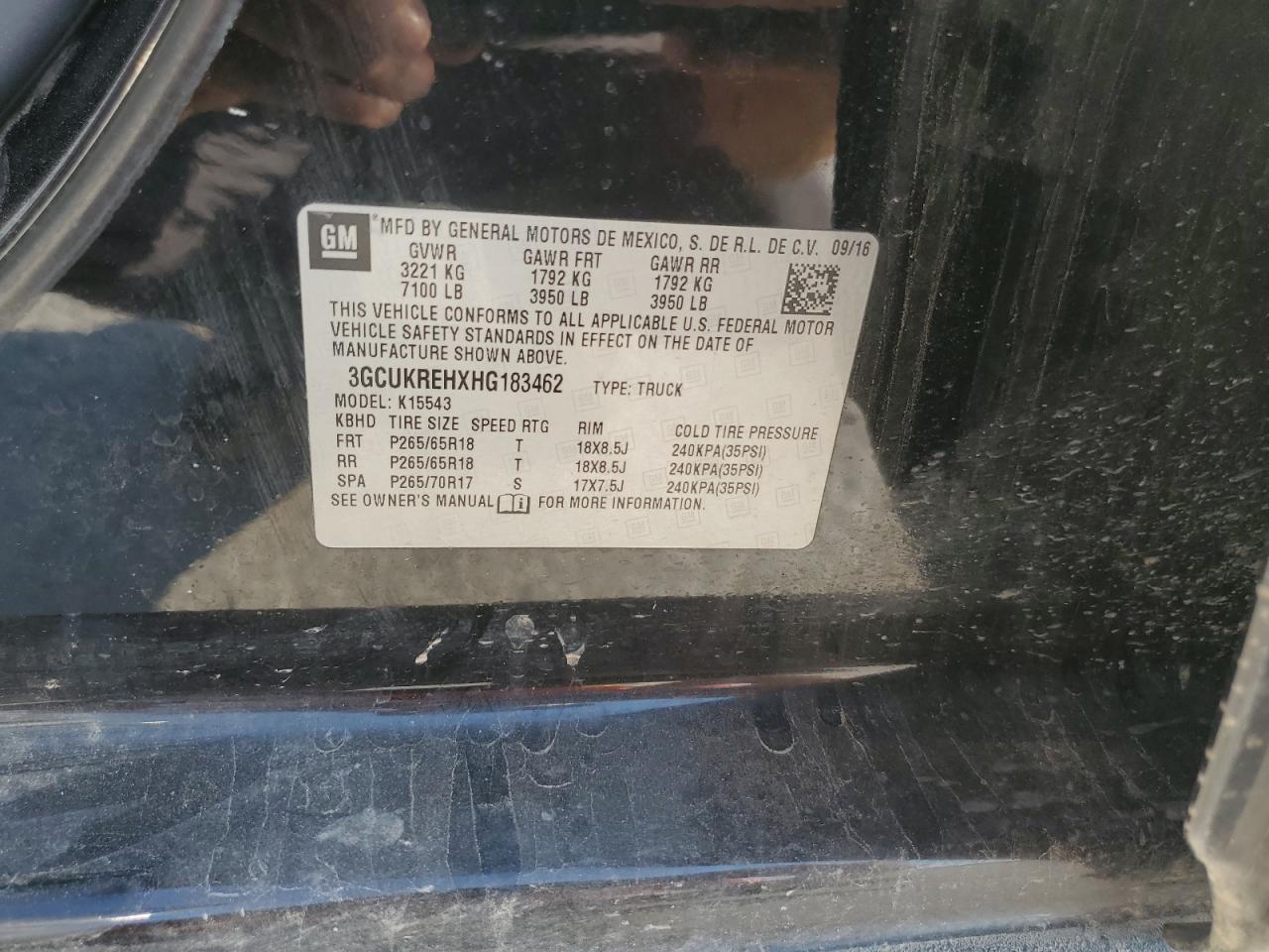 2017 Chevrolet Silverado K1500 Lt VIN: 3GCUKREHXHG183462 Lot: 64400725