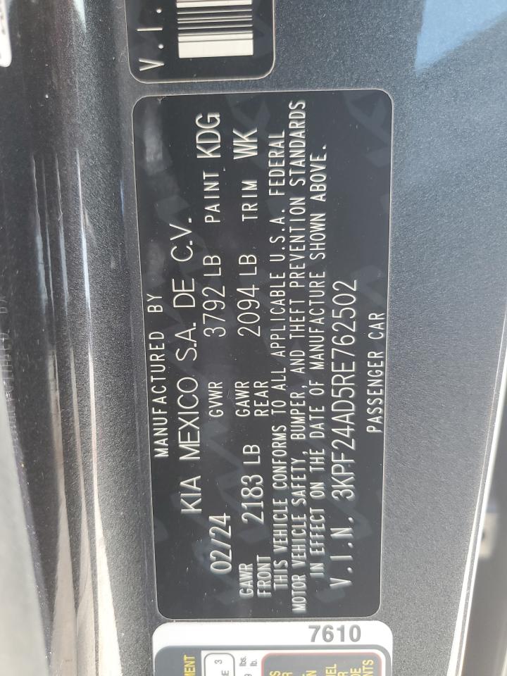 2024 Kia Forte Lx VIN: 3KPF24AD5RE762502 Lot: 84208365