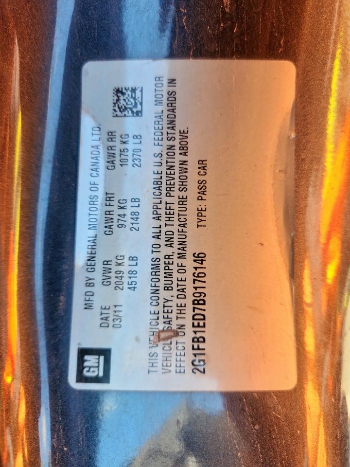 2011 Chevrolet Camaro Lt VIN: 2G1FB1ED7B9176146 Lot: 83960995