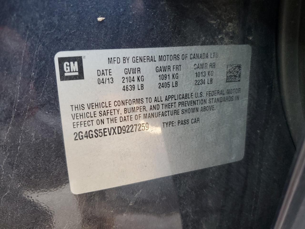 2013 Buick Regal Premium VIN: 2G4GS5EVXD9227259 Lot: 81901445