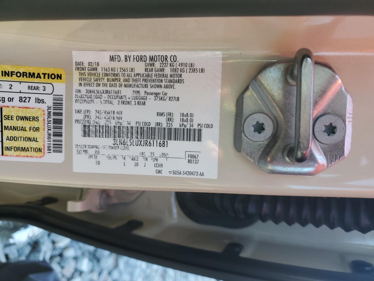 2018 Lincoln Mkz Hybrid Select VIN: 3LN6L5LUXJR611681 Lot: 71121385