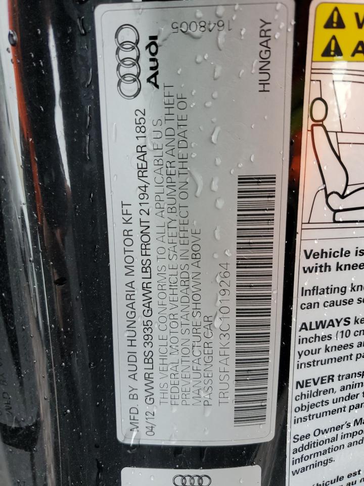 2012 Audi Tt Premium Plus VIN: TRUSFAFK3C1019264 Lot: 81600395