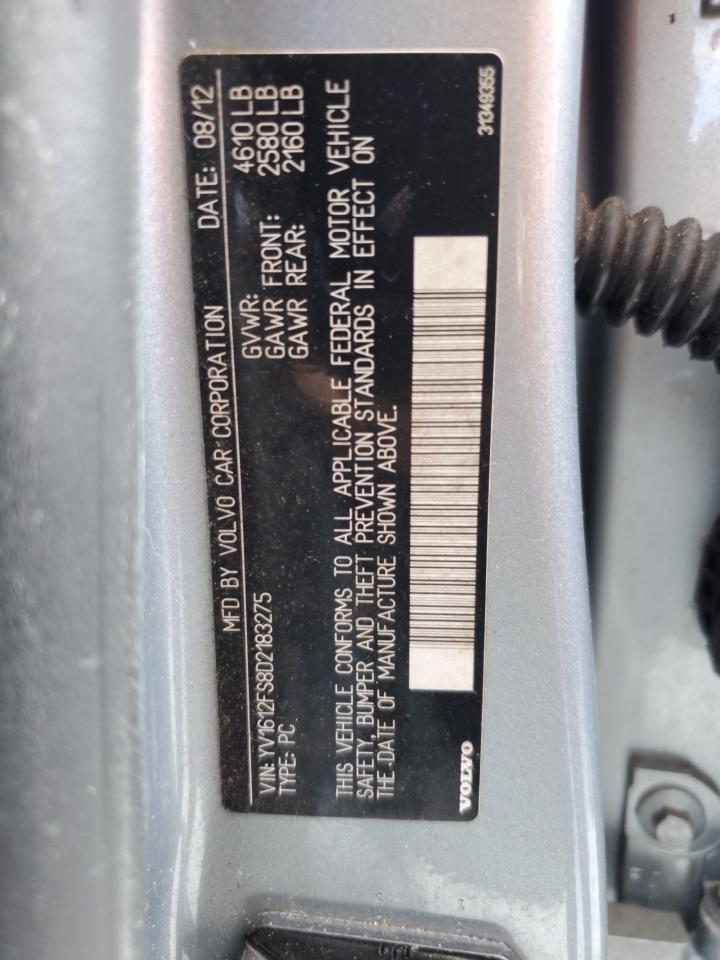 2013 Volvo S60 T5 VIN: YV1612FS8D2183275 Lot: 80060795