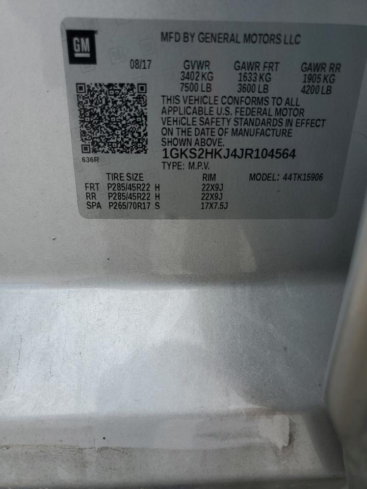 2018 GMC Yukon Xl Denali VIN: 1GKS2HKJ4JR104564 Lot: 84879265