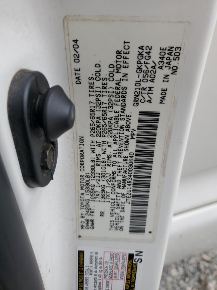 2004 Toyota 4Runner Sr5 VIN: JTEZU14R340030640 Lot: 80878695