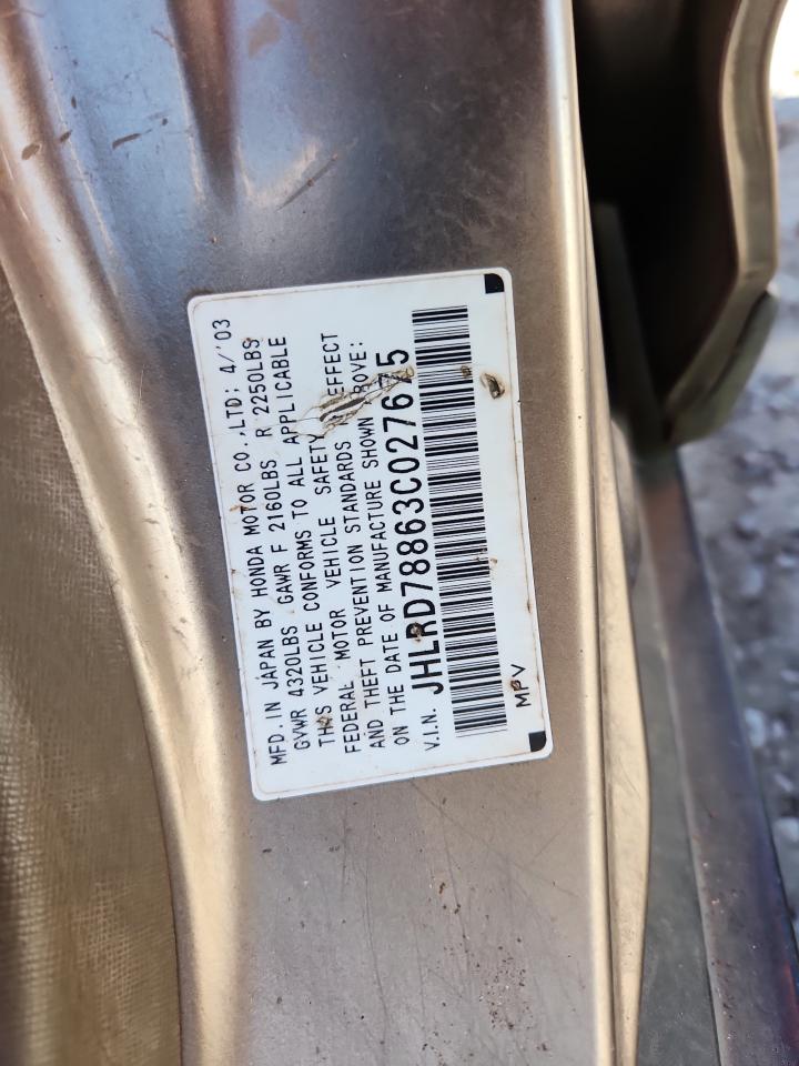 2003 Honda Cr-V Ex VIN: JHLRD78863C027675 Lot: 80687035