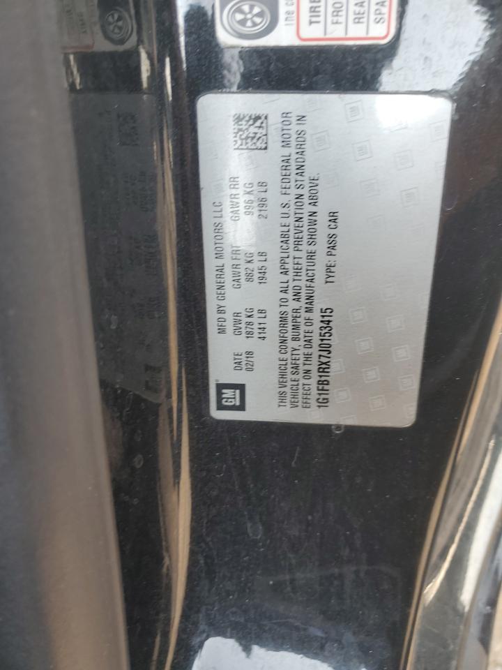 2018 Chevrolet Camaro Lt VIN: 1G1FB1RX7J0153415 Lot: 81143095