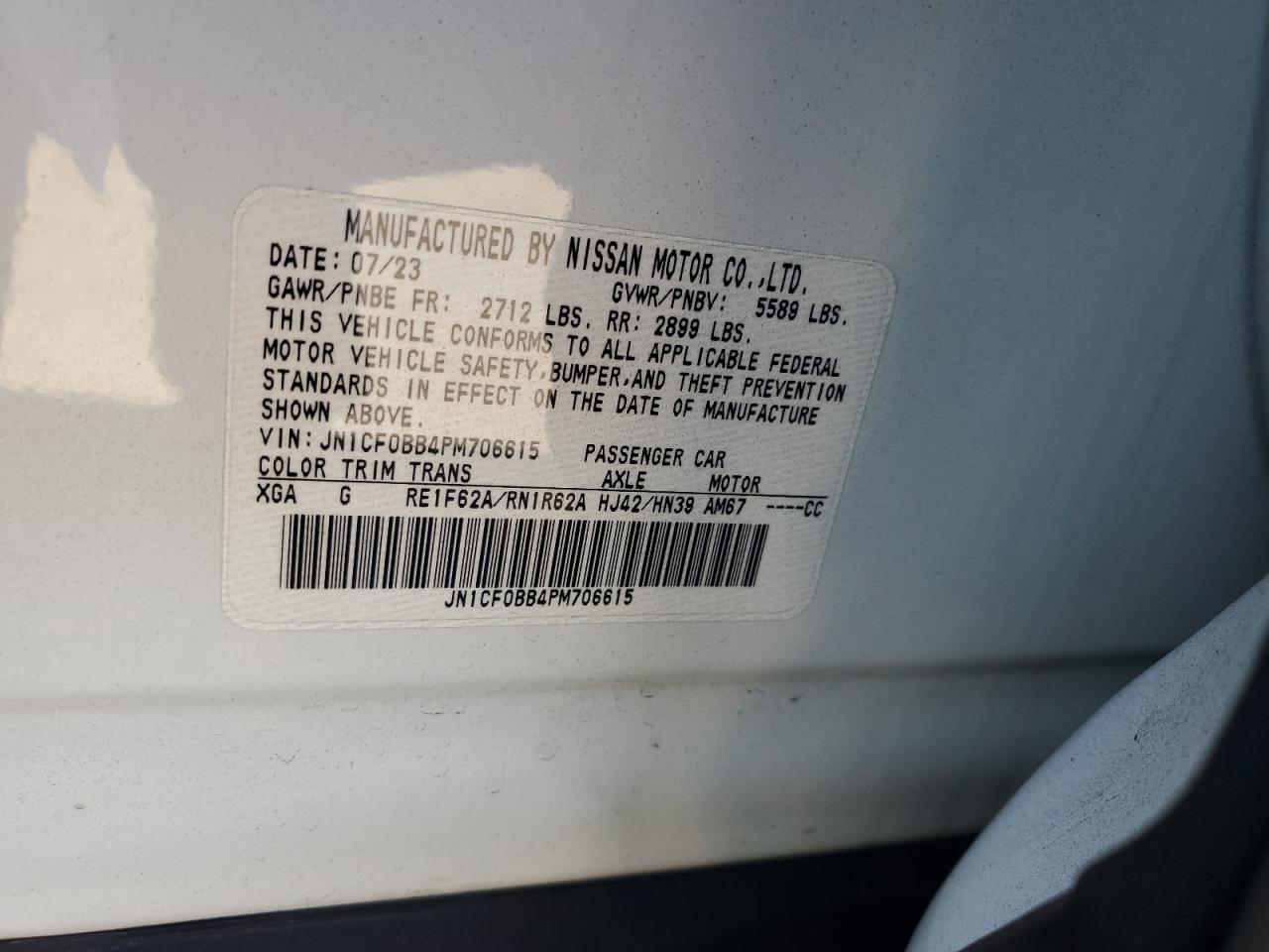 2023 Nissan Ariya Engage VIN: JN1CF0BB4PM706615 Lot: 81714955