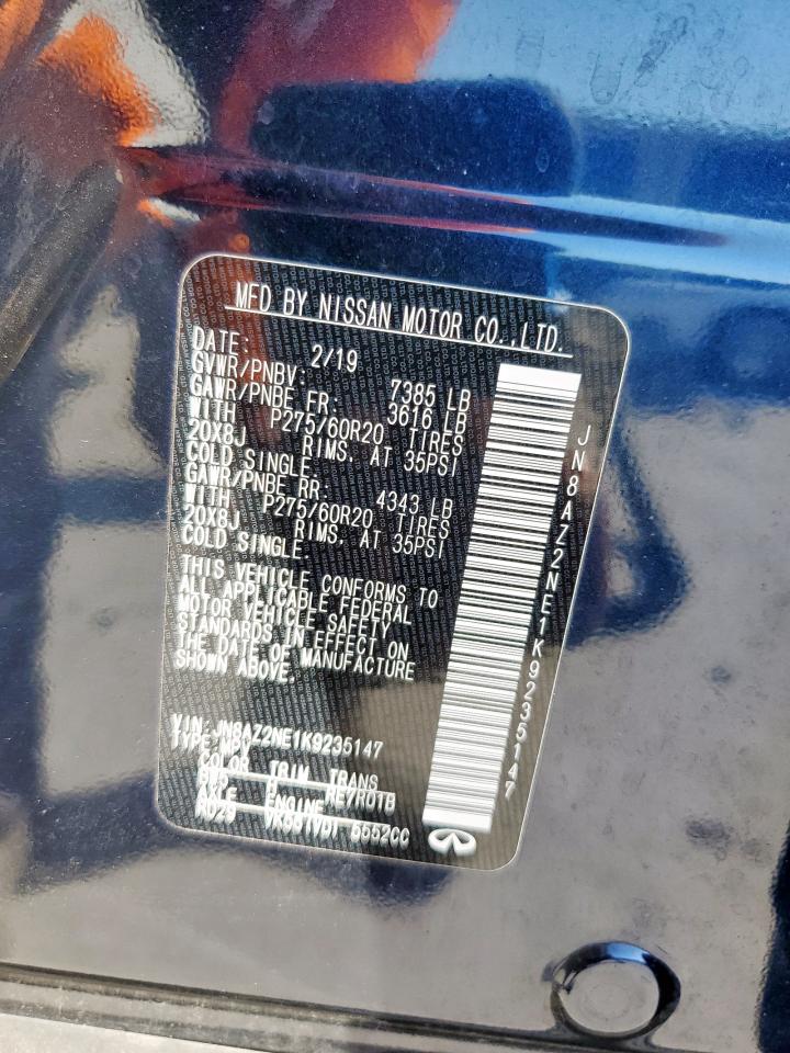 2019 Infiniti Qx80 Luxe VIN: JN8AZ2NE1K9235147 Lot: 84413825