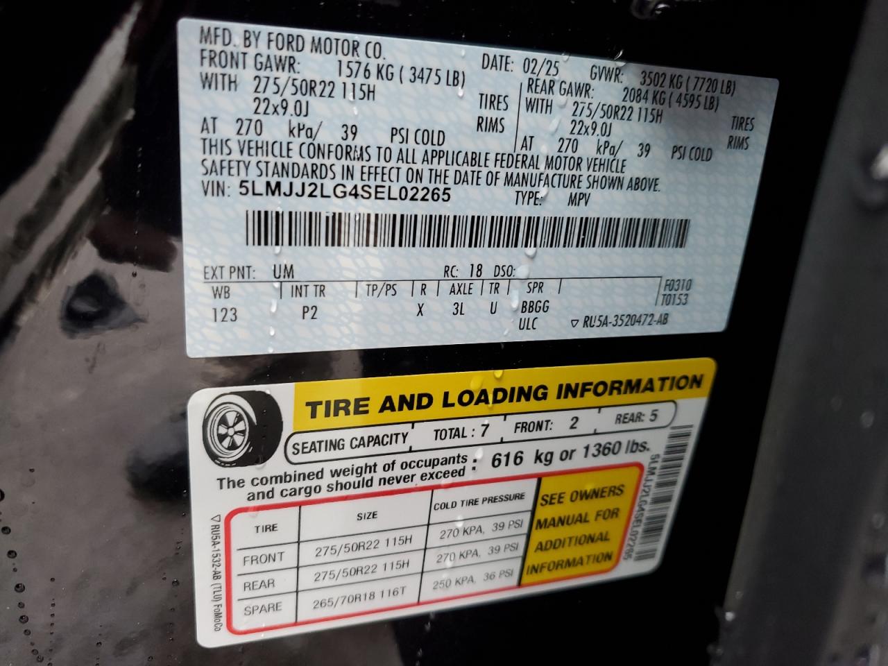 2025 Lincoln Navigator Reserve VIN: 5LMJJ2LG4SEL02265 Lot: 71742355