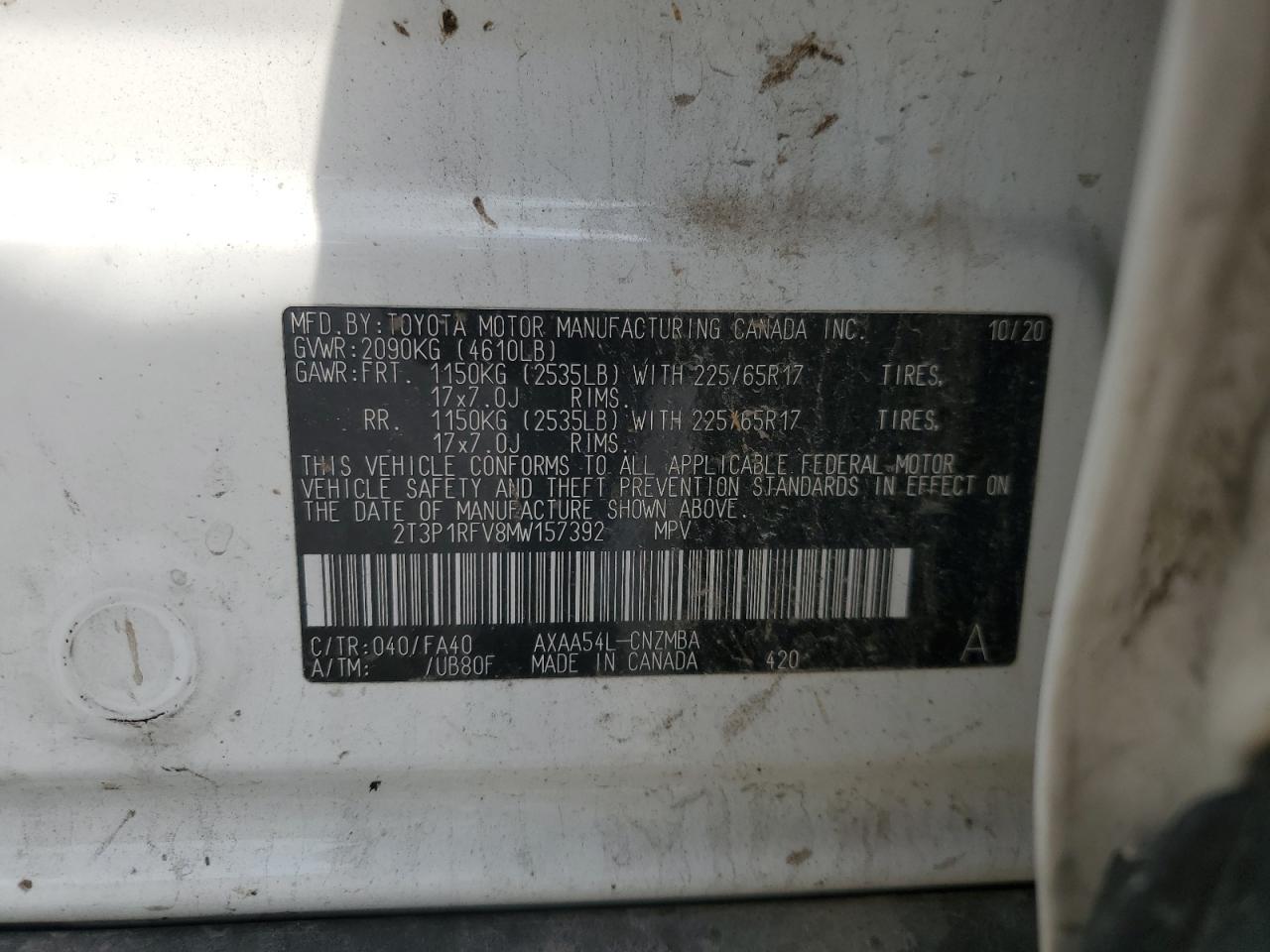 2021 Toyota Rav4 Xle VIN: 2T3P1RFV8MW157392 Lot: 81282345