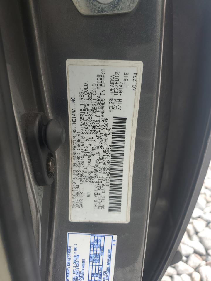 2004 Toyota Sienna Ce VIN: 5TDZA23C64S182652 Lot: 81262185
