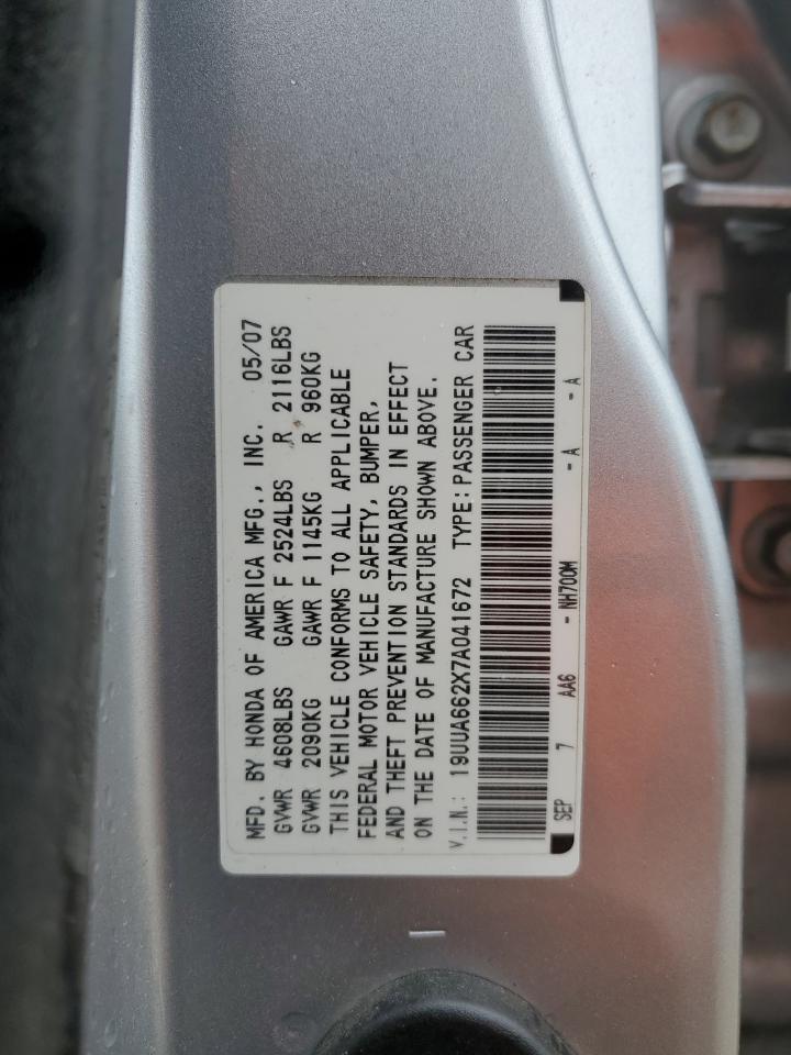 2007 Acura Tl VIN: 19UUA662X7A041672 Lot: 71238655