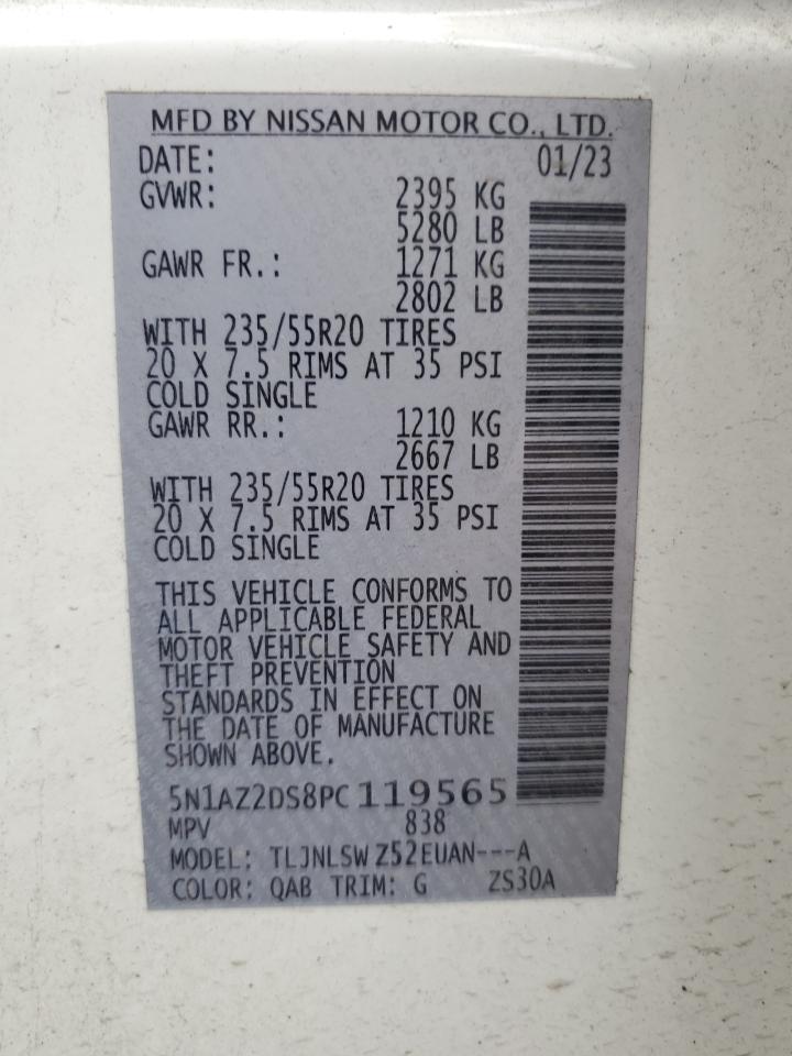 2023 Nissan Murano Platinum VIN: 5N1AZ2DS8PC119565 Lot: 72010815