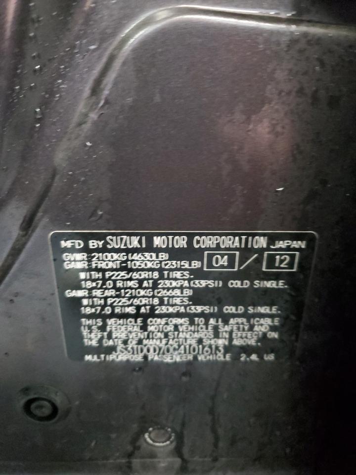 2012 Suzuki Grand Vitara Jlx VIN: JS3TD0D70C4101613 Lot: 84174705