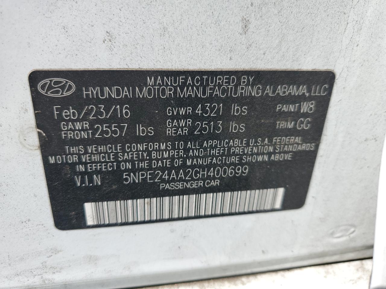 2016 Hyundai Sonata Eco VIN: 5NPE24AA2GH400699 Lot: 81134215