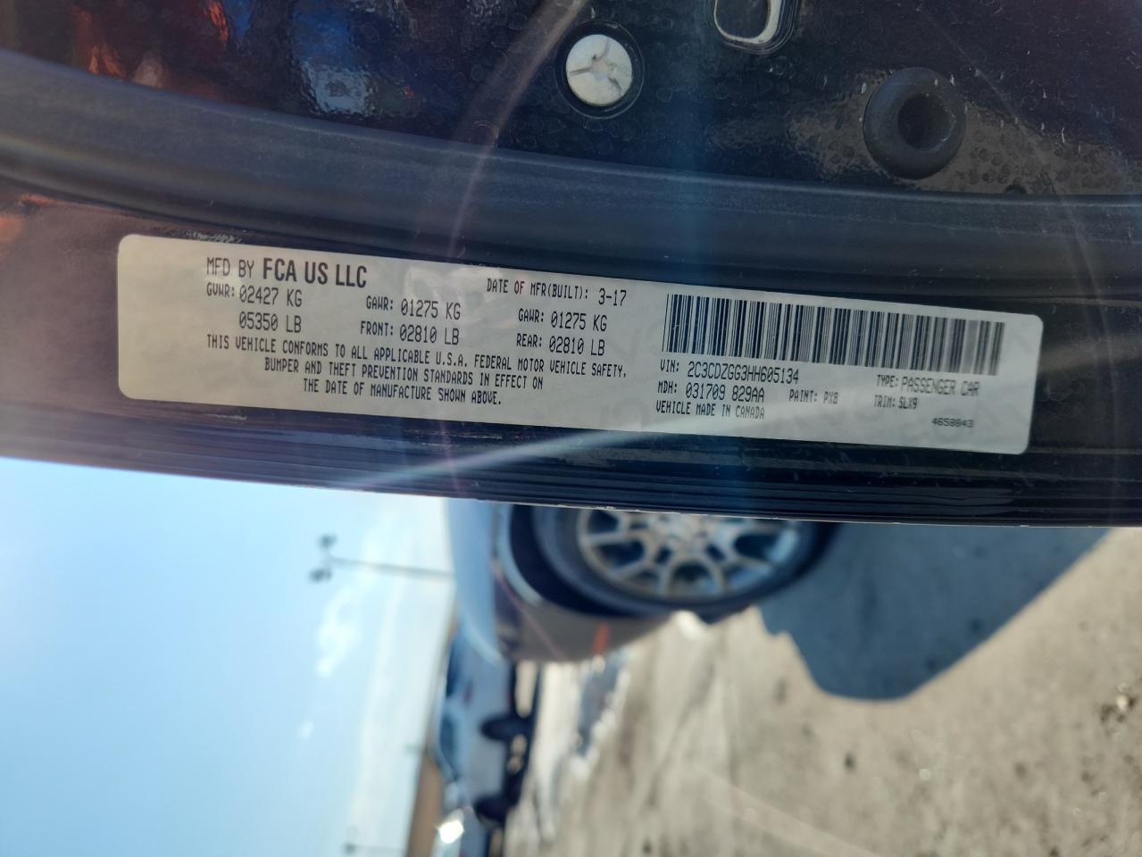 2017 Dodge Challenger Gt VIN: 2C3CDZGG3HH605134 Lot: 71202765