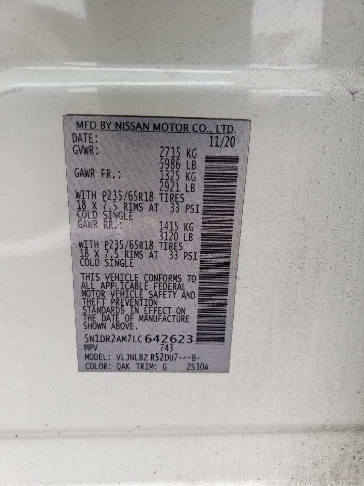 2020 Nissan Pathfinder S VIN: 5N1DR2AM7LC642623 Lot: 81647105