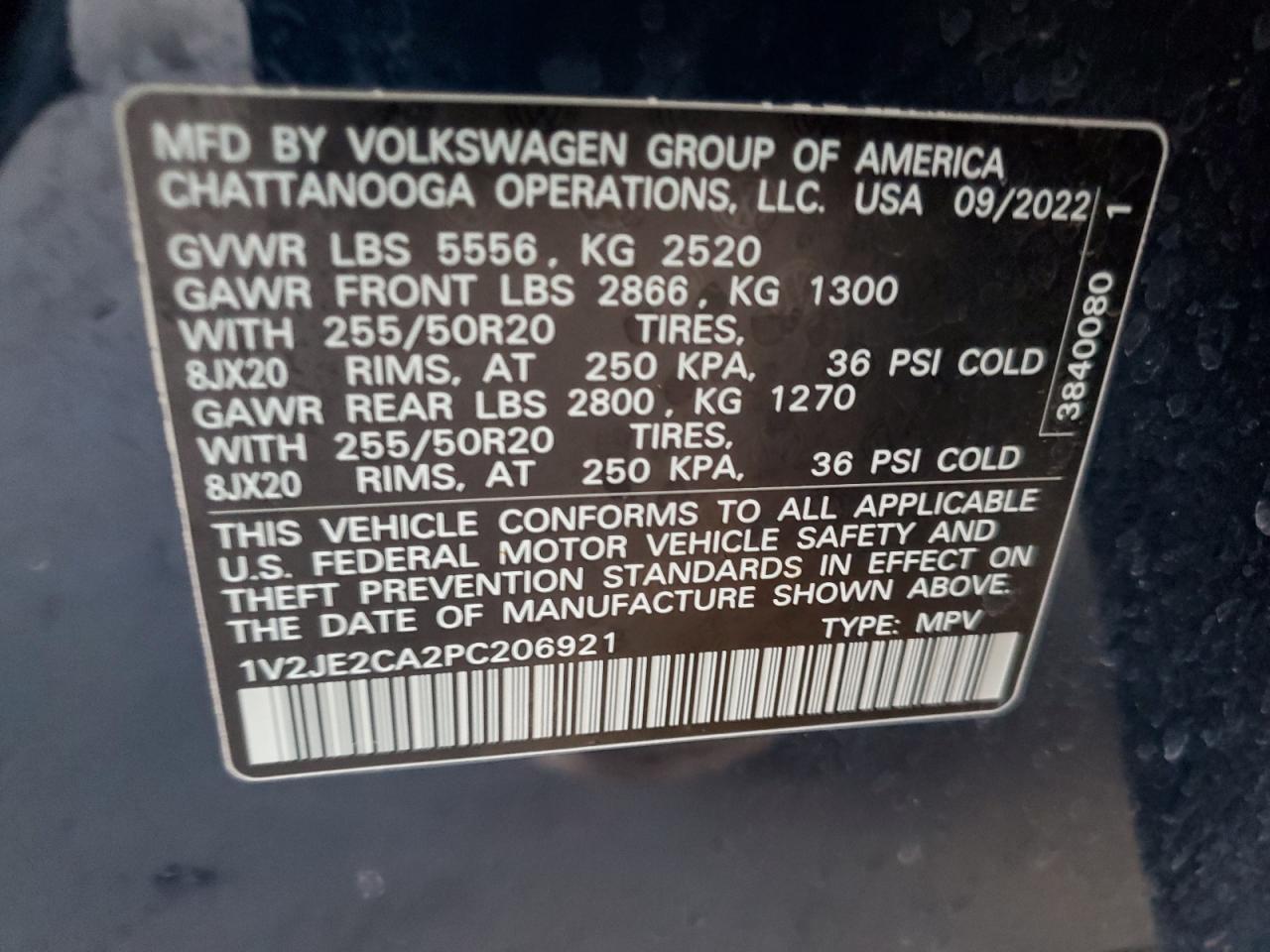 2023 Volkswagen Atlas Cross Sport Se VIN: 1V2JE2CA2PC206921 Lot: 81808545