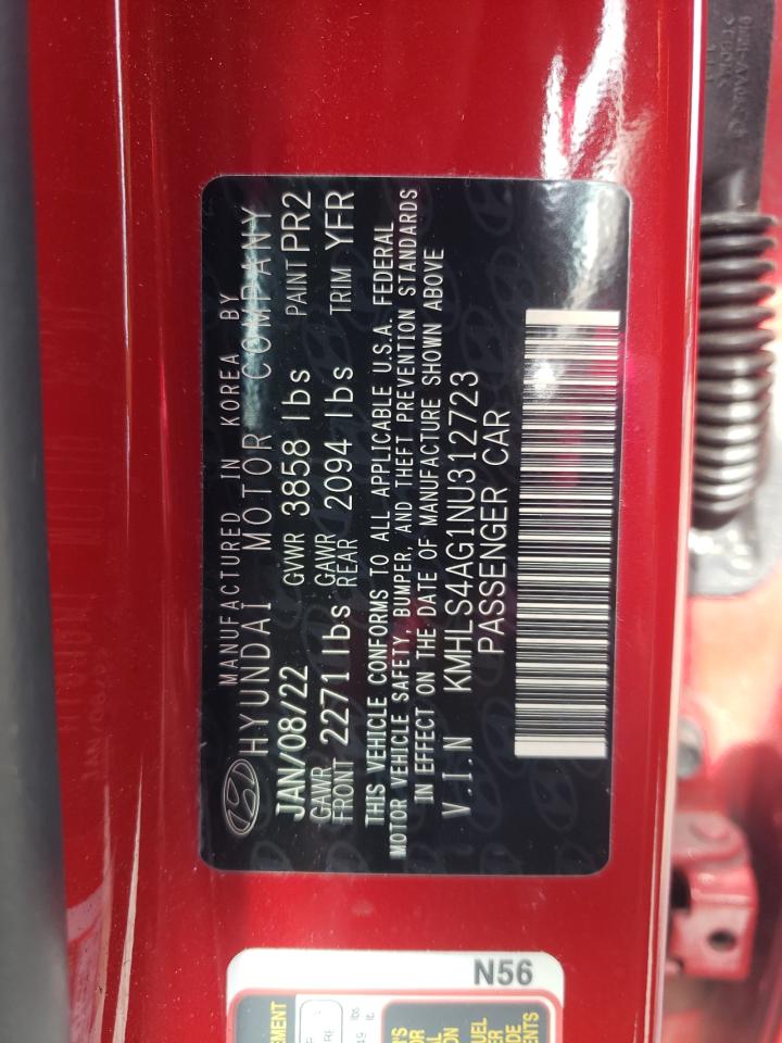 2022 Hyundai Elantra Sel VIN: KMHLS4AG1NU312723 Lot: 81016005