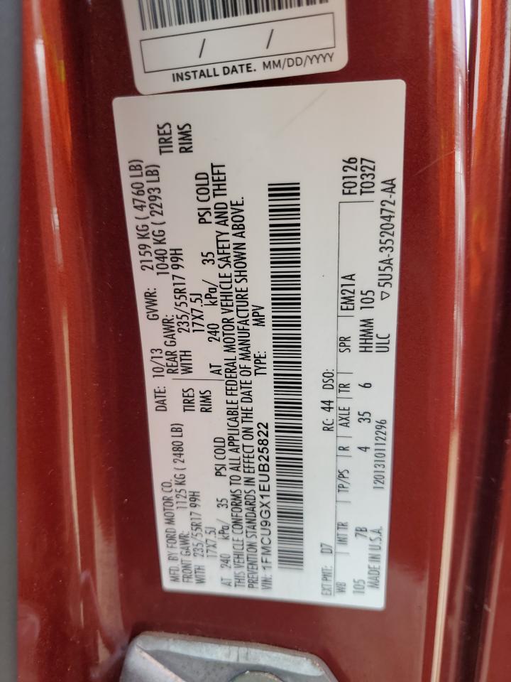 2014 Ford Escape Se VIN: 1FMCU9GX1EUB25822 Lot: 84702965