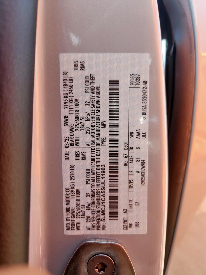 2025 Lincoln Corsair Premiere VIN: 5LMCJ1CA5SUL11903 Lot: 71599175