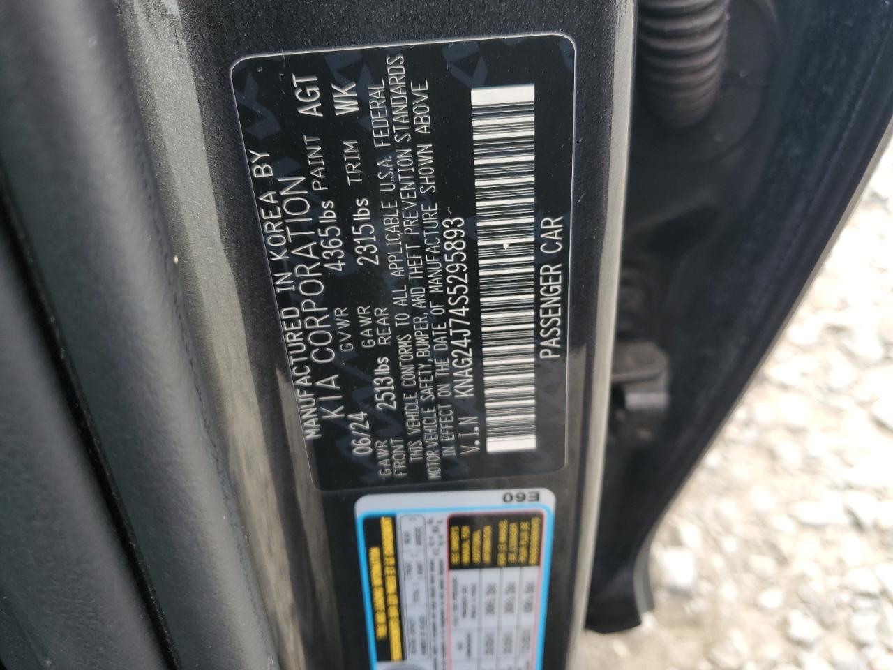 2025 Kia K5 Lxs VIN: KNAG24J74S5295893 Lot: 71722315