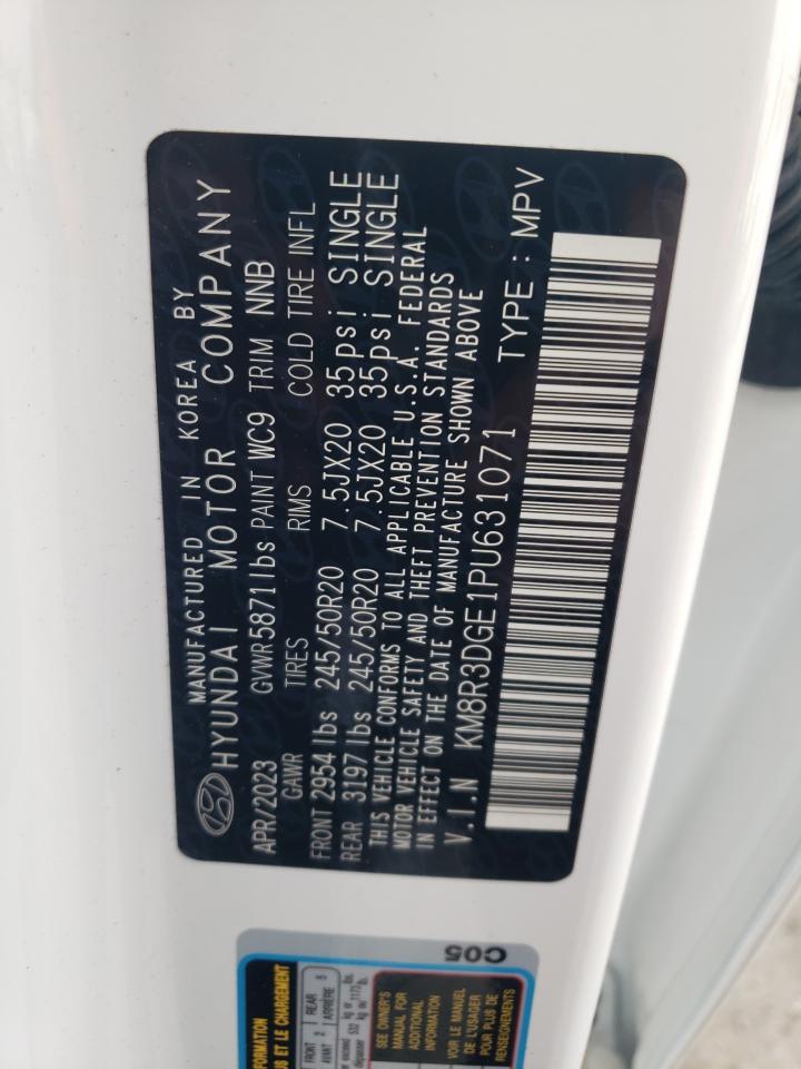 2023 Hyundai Palisade Xrt VIN: KM8R3DGE1PU631071 Lot: 70861465