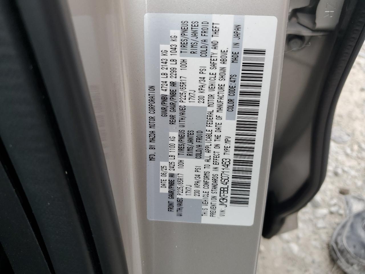 2025 Mazda Cx-5 Select VIN: JM3KFBBL4S0711463 Lot: 80895695