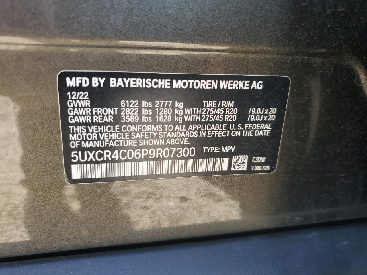 2023 BMW X5 Sdrive 40I VIN: 5UXCR4C06P9R07300 Lot: 80327535