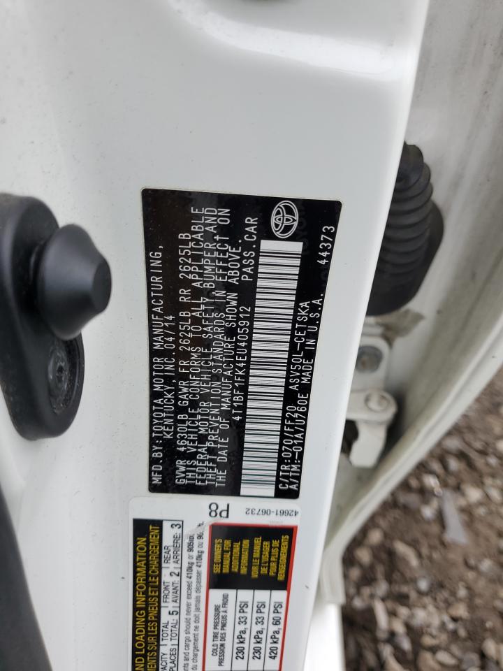 2014 Toyota Camry L VIN: 4T1BF1FK4EU405912 Lot: 81916105