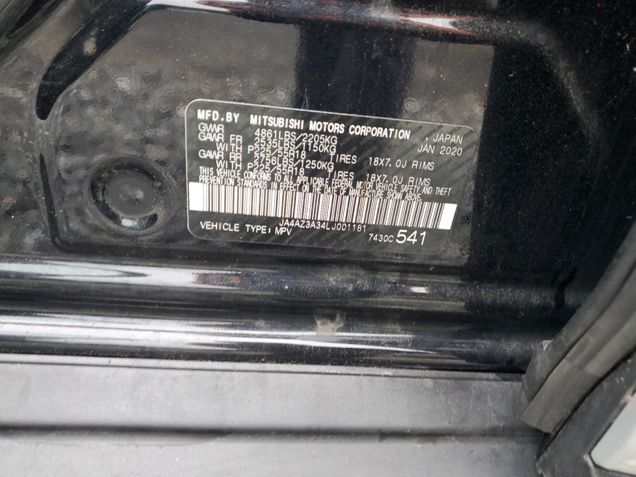 2020 Mitsubishi Outlander Se VIN: JA4AZ3A34LJ001181 Lot: 83772815