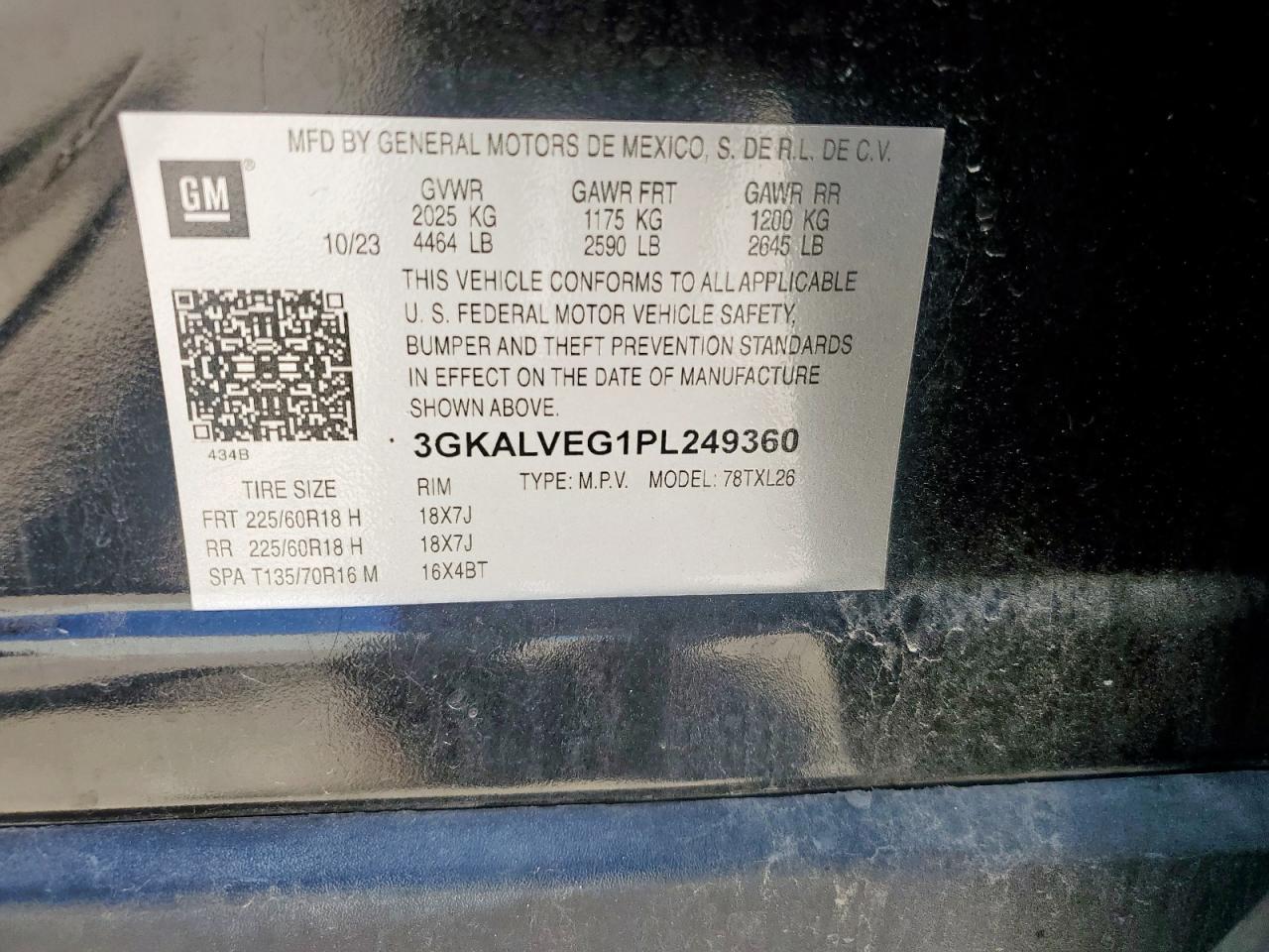 2023 GMC Terrain Slt VIN: 3GKALVEG1PL249360 Lot: 70945515