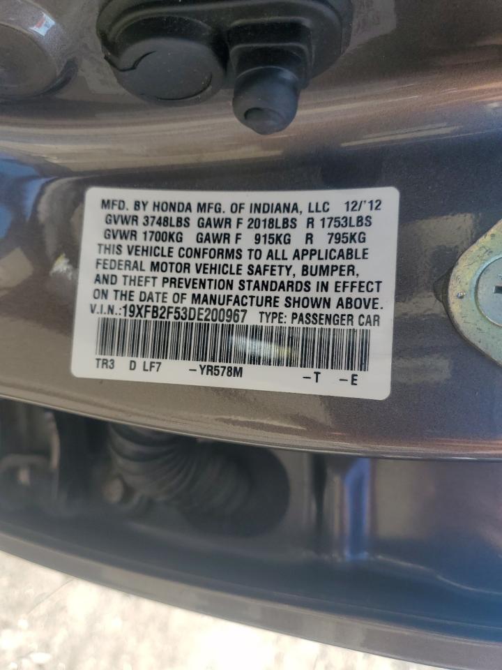 2013 Honda Civic Lx VIN: 19XFB2F53DE200967 Lot: 80619285